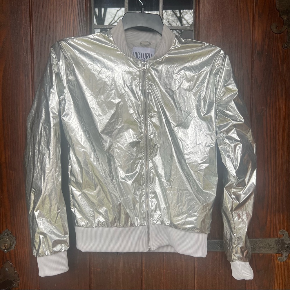 Victoria Sport Metallic Silver Bomber Jacket